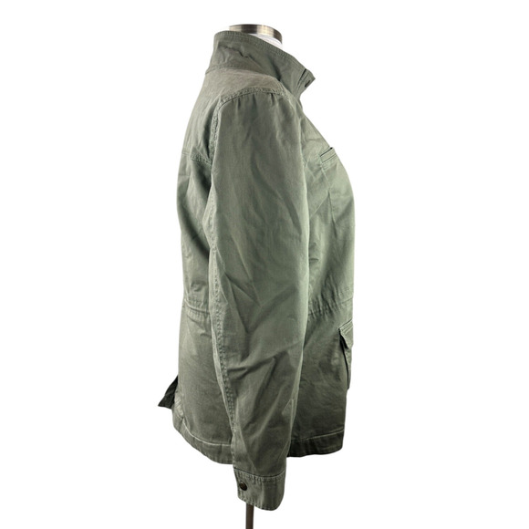 LL Bean Classic Utility Jacket Sherpa Lined Army Green Zip Snap Women's Size XL - Picture 5 of 13